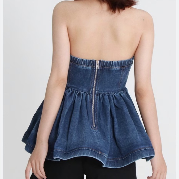 Denim strapless top nwot - Picture 4 of 5